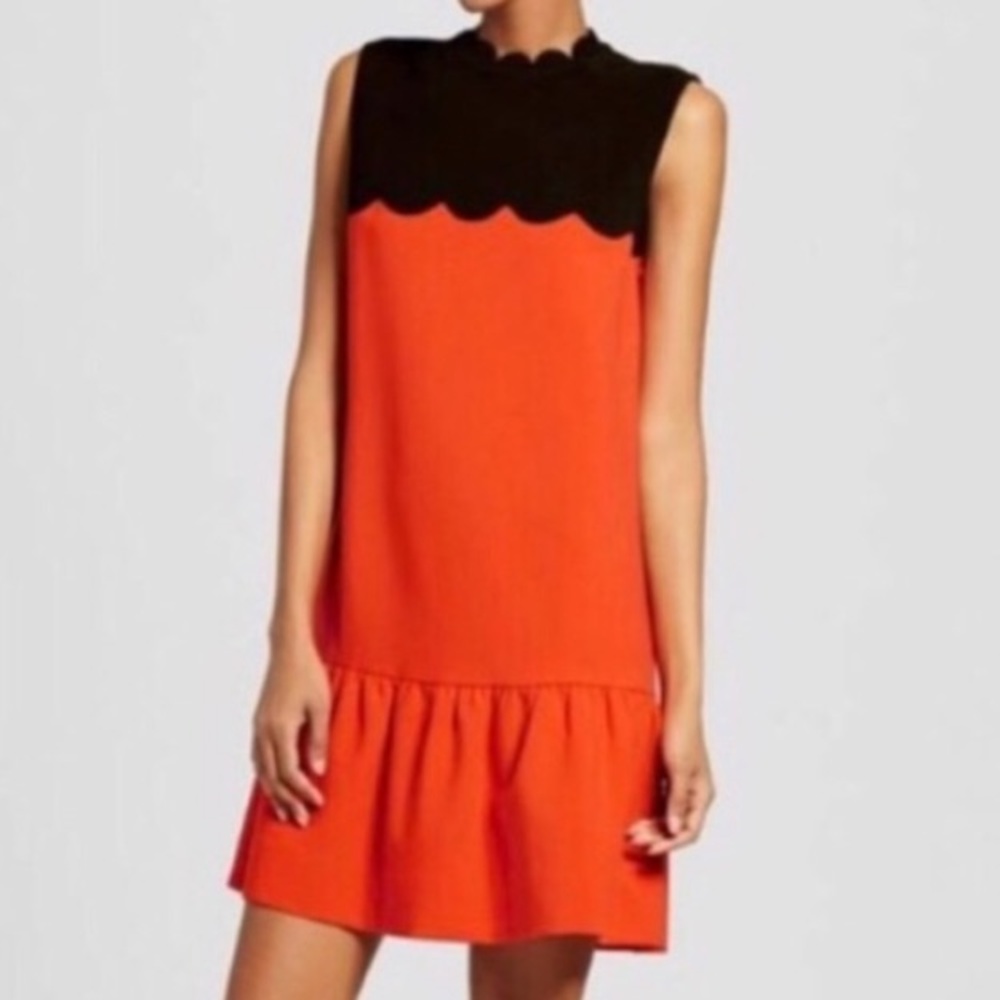 Victoria Beckham Orange Dress w/ Scallop Trim